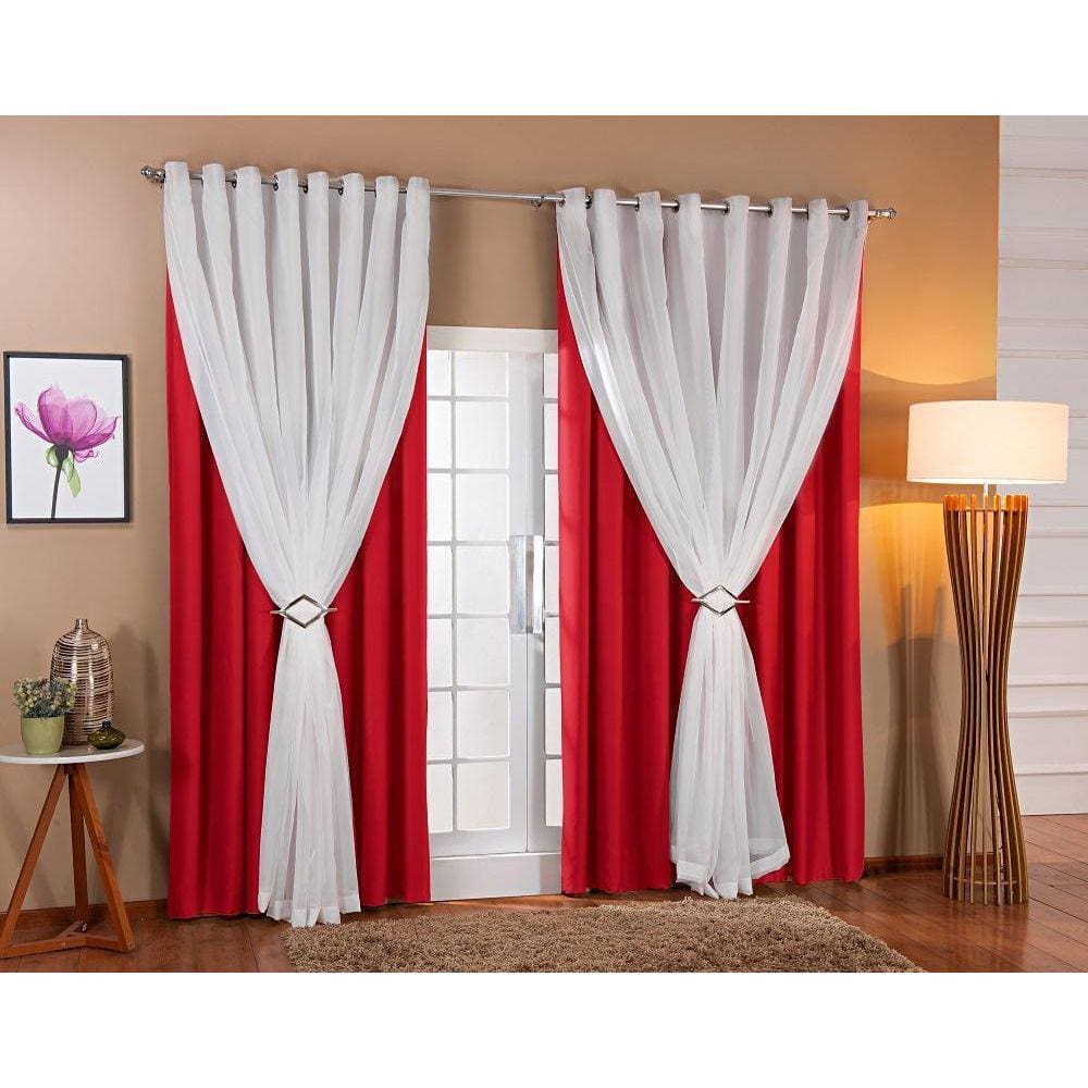 Cortina Voil Forro Blackout Tecido 5,00X2,60 Vermelho