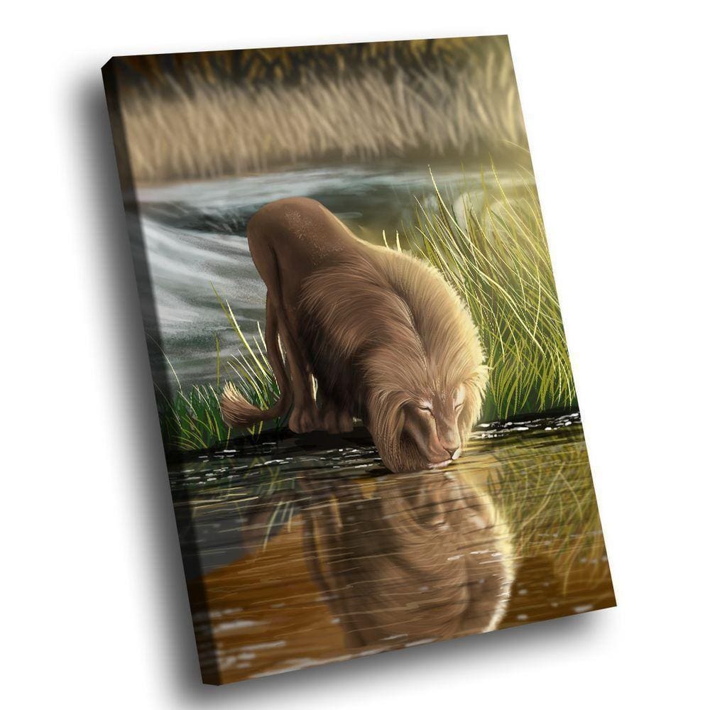 Quadro Leão Natureza Br Artes Médio 84x54