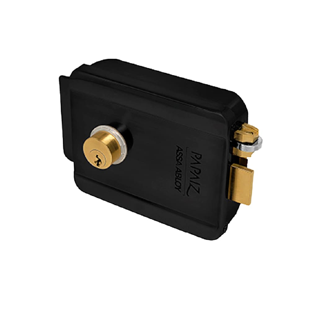 Fechadura Eletronica Sobrepor 12V Para Portão Preta Sem Sensor - Papaiz
