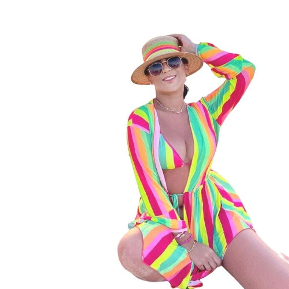 Saída De Praia Kimono Curto Moda Praia Feminina