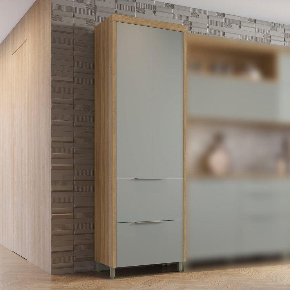 Paneleiro 2 Portas 2 Gavetas Marquesa 70Cm 100% Mdf Marrom/Verde
