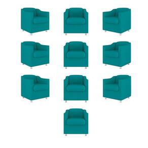 Kit 10 Poltronas Decorativa Reforçada Consultório Sala Suede azul Turquesa