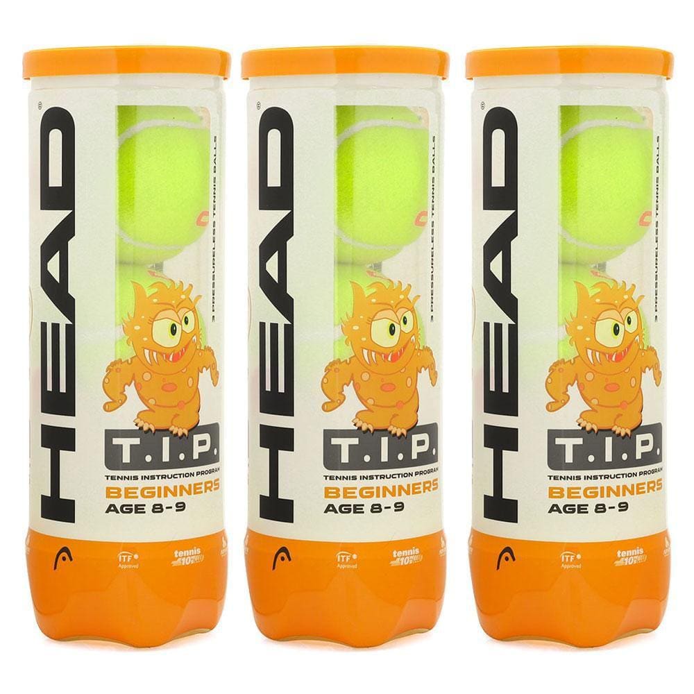 Bola de Tênis Head T.I.P Estágio 2 Infantil e Beach Tennis - Pack com 03 Tubos