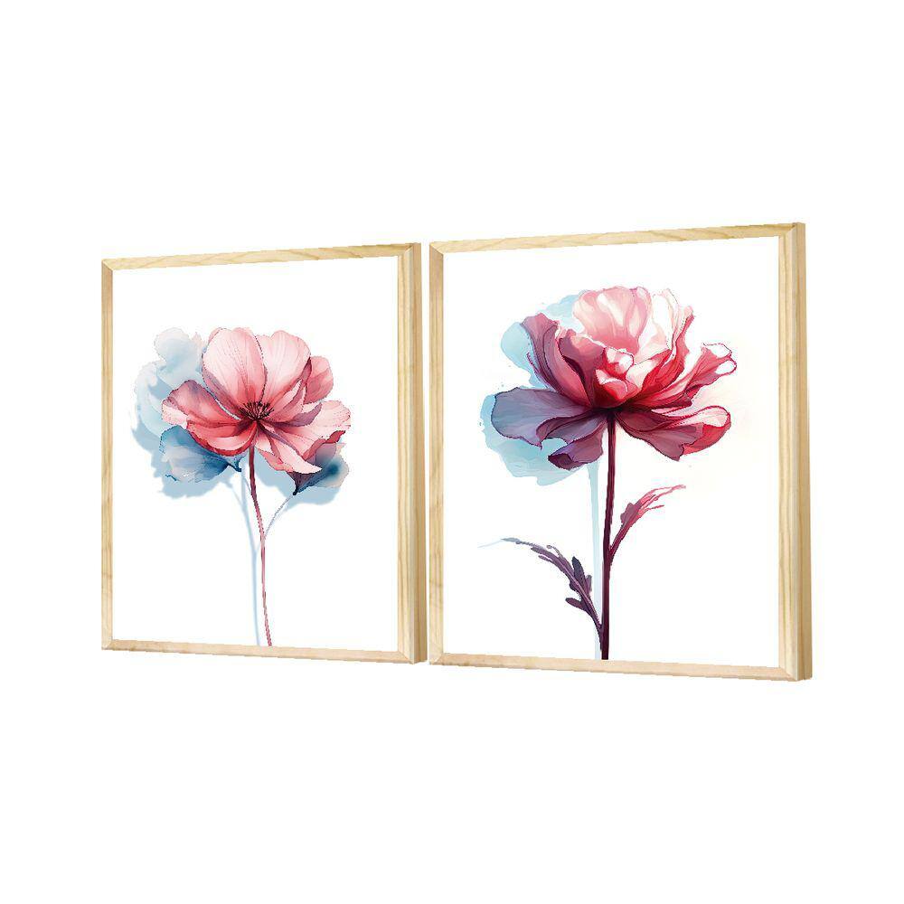 Dupla de Quadros Decorativos Flores Aquarela Degradê