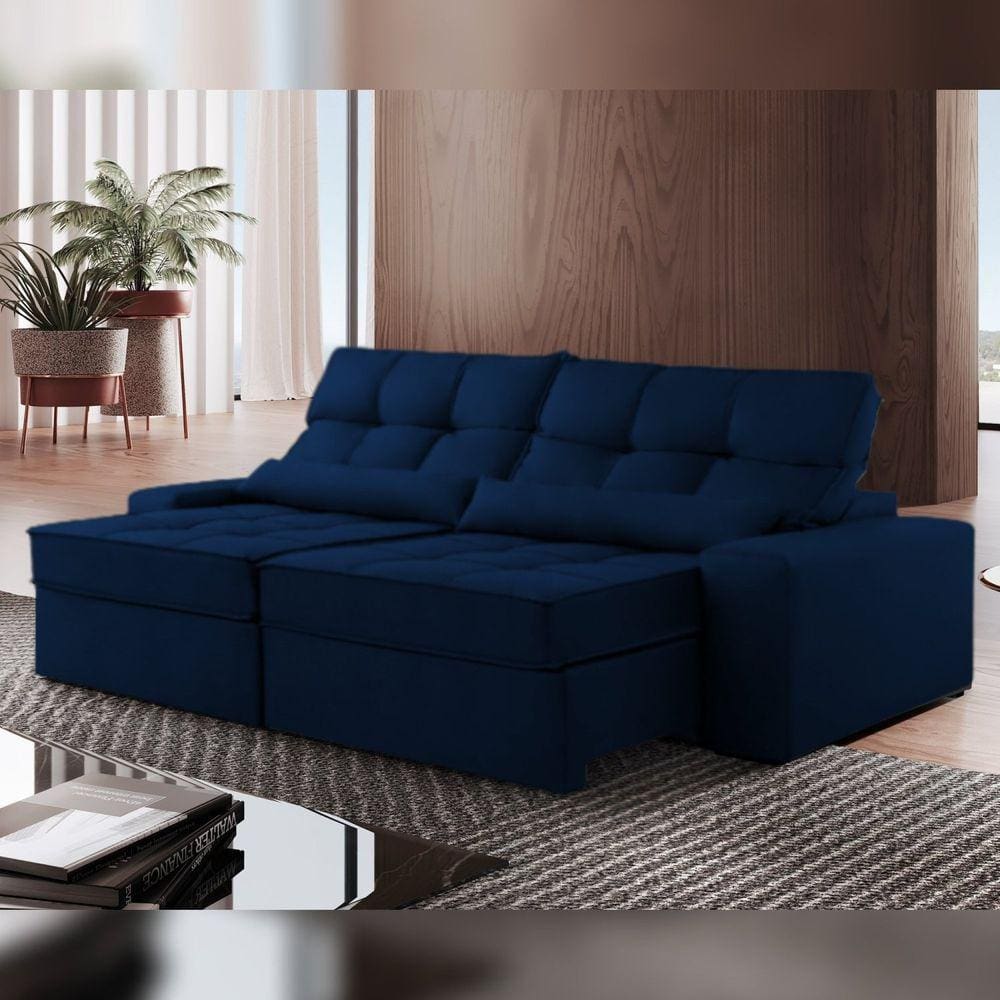 Sofá Retrátil e Reclinável 210cm Enzo Plus Azul