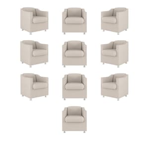 Kit 10 Poltronas Decorativa Reforçada Consultório Sala Suede bege