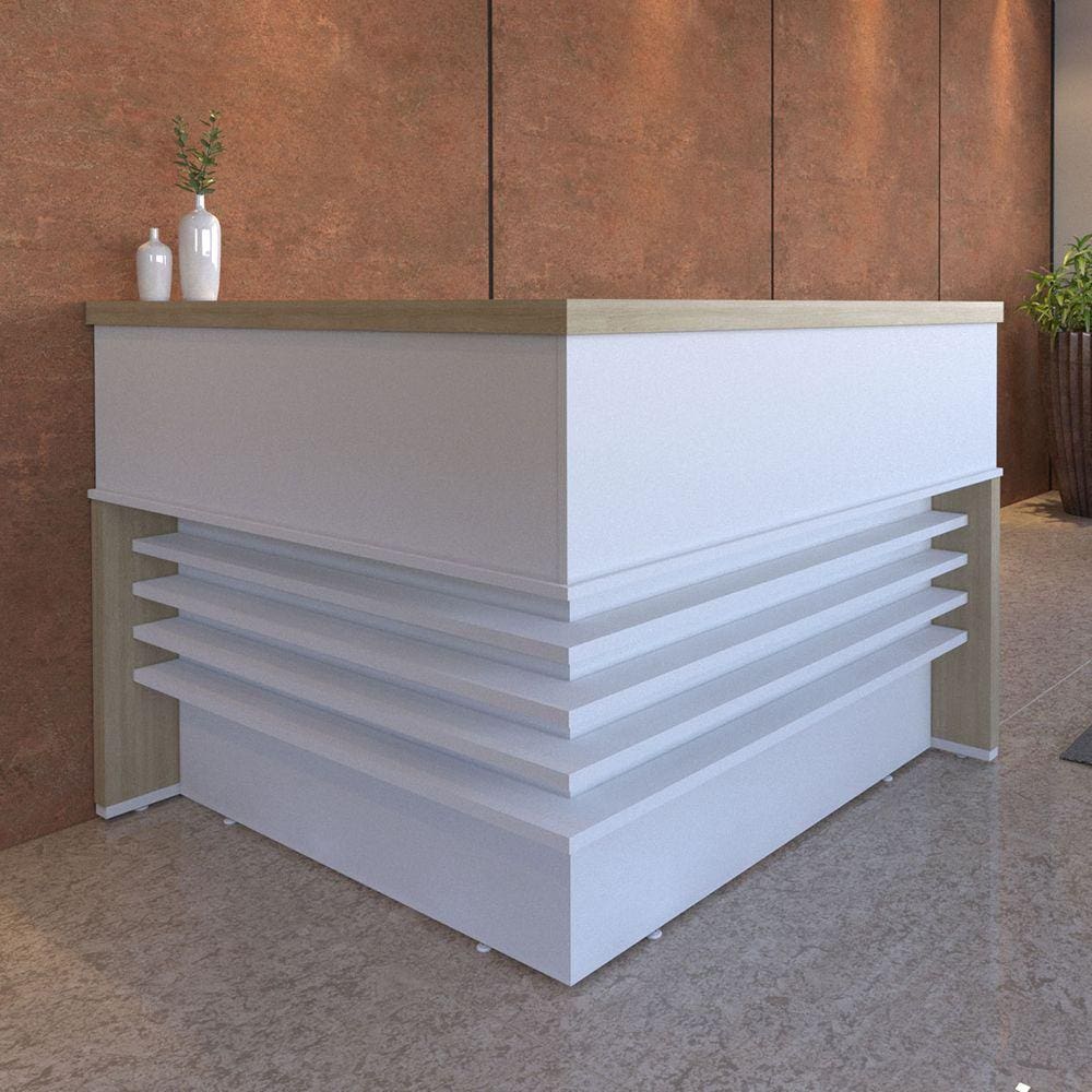 Mesa para Escritório Atendimento Carvalho Branco - Artany Móveis