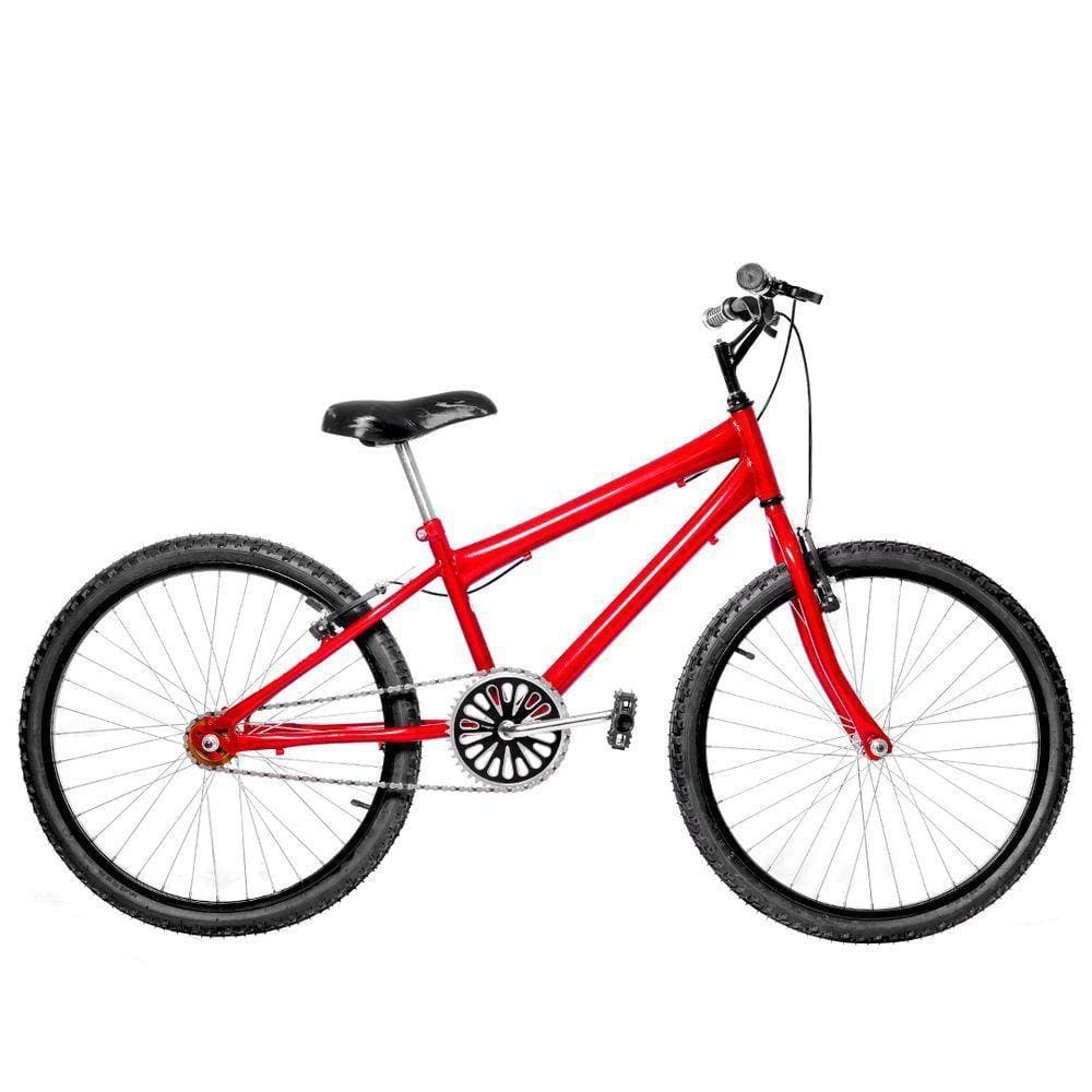 Bicicleta Infantil Aro 24 Alumínio Vermelha E Preta