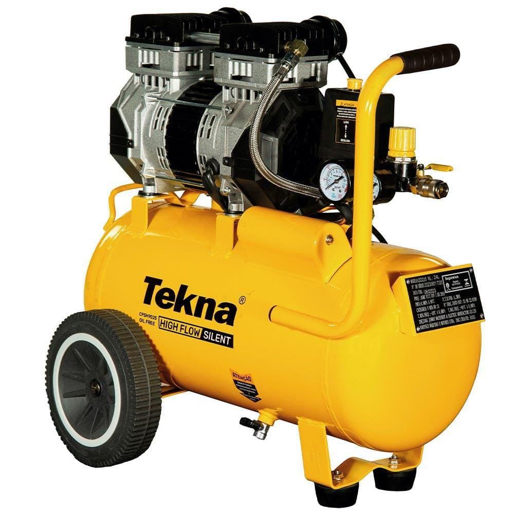 Compressor de Ar 2,5 HP 24 Litros 9,1 Pés Silencioso Isento Óleo 1012301 TEKNA