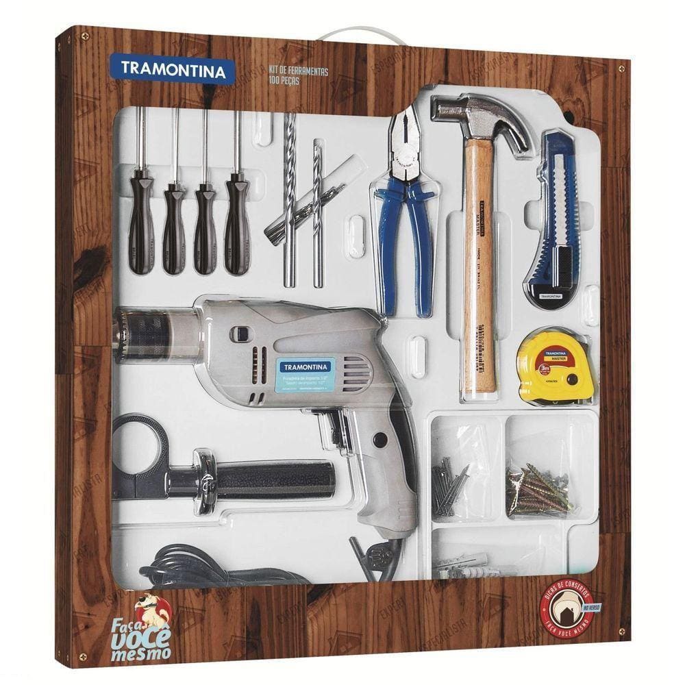 Kit De Ferramentas Tramontina Com Furadeira Elétrica 500 W 127 V 100 Peças Tramontina