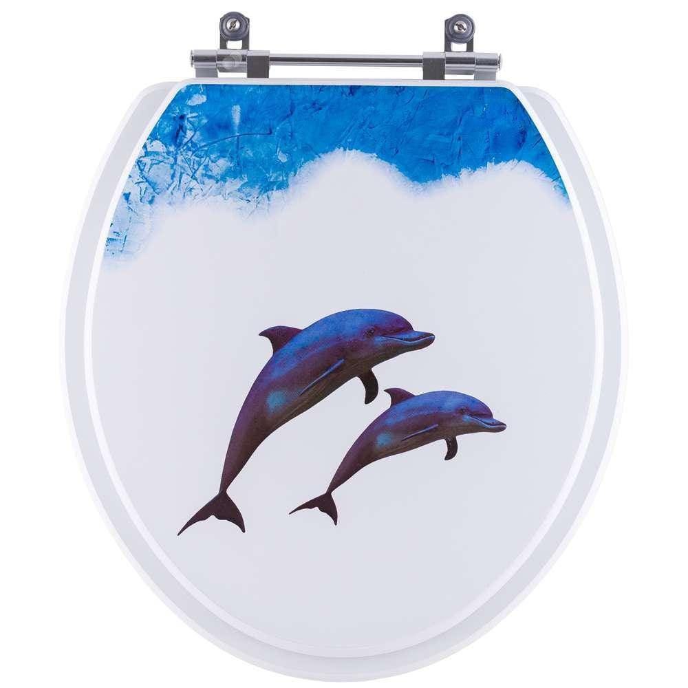 Tampa de Vaso Decorado Golfinhos Azalea para bacia Celite