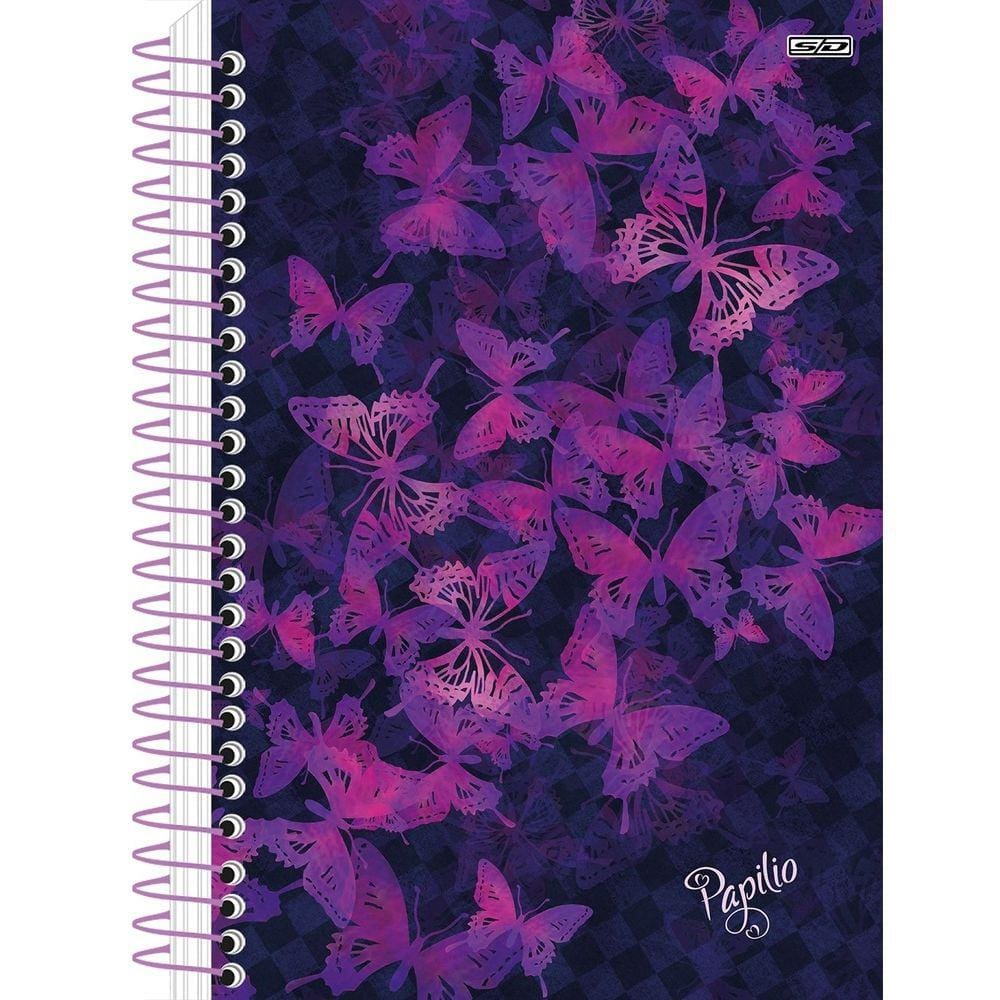 Caderno Universitário Espiral Papilio Borboletas 10 Matérias 160 Folhas Capa Dura - São Domingos