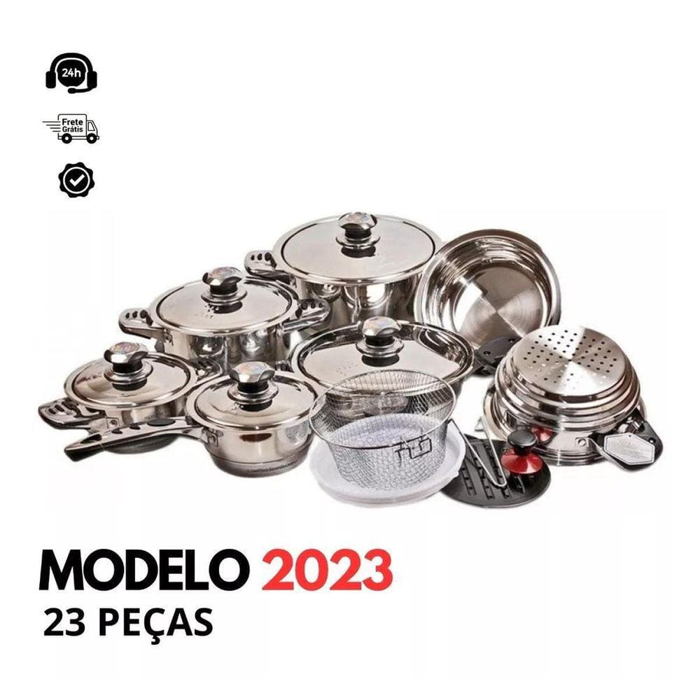 Jogo De Panelas 19 Peças Aço Inox Frankfurt