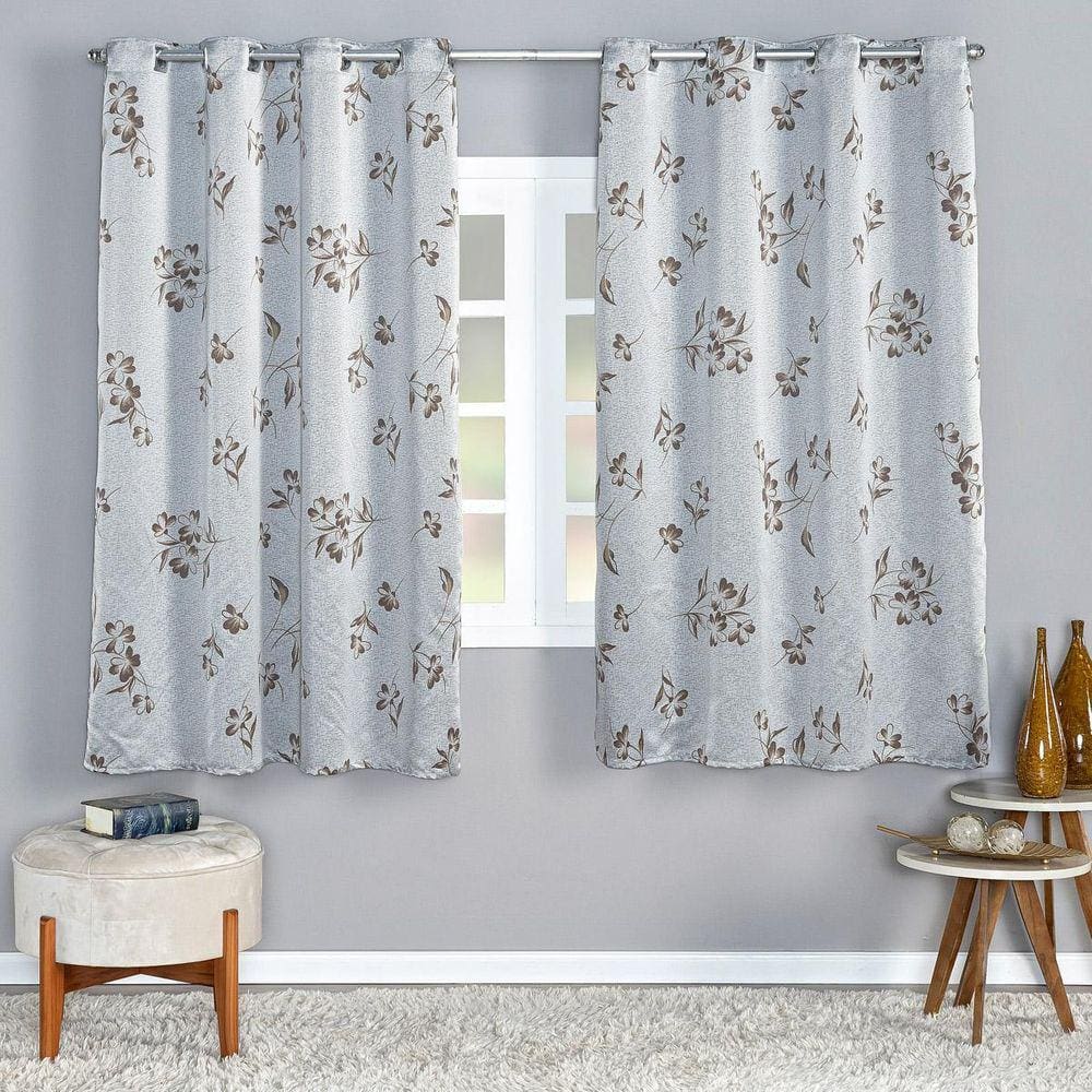 Cortina Flora 2,80M X 1,60M Jacquard Corta Luz Sala Jasmin