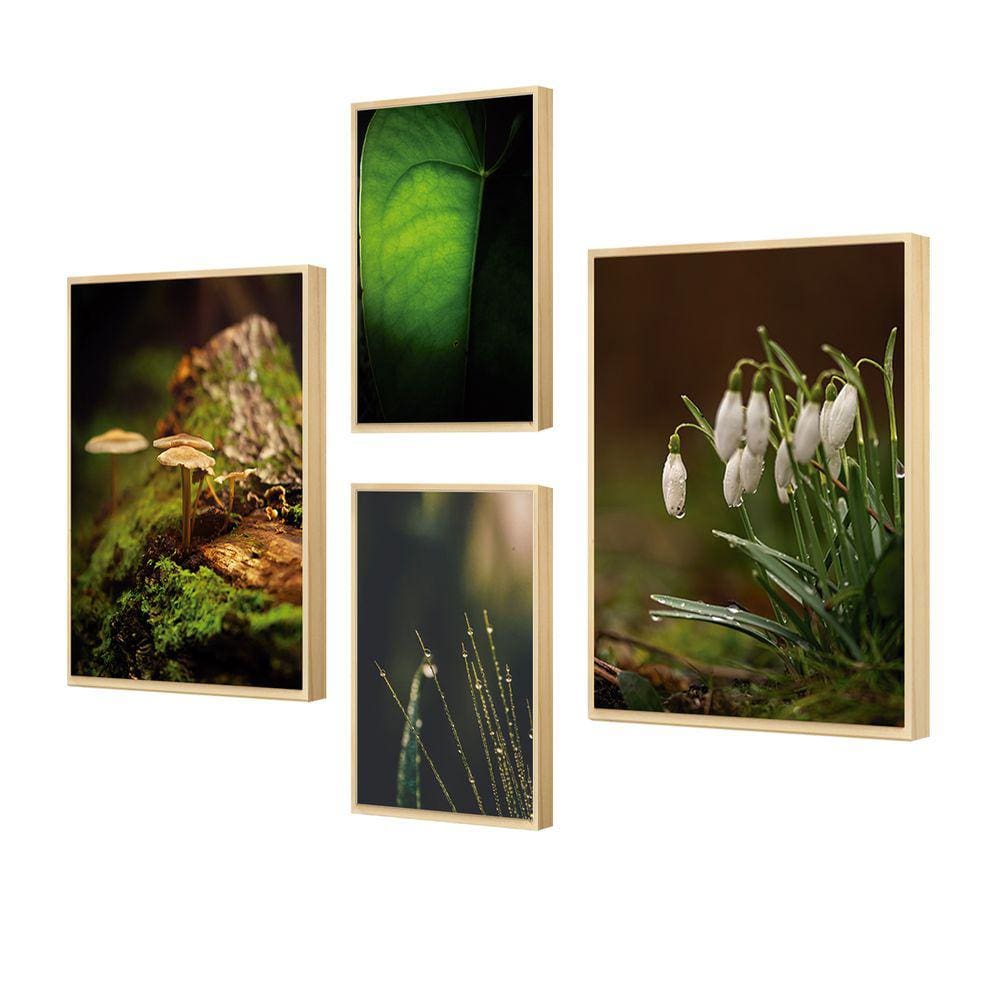 Quadro Decorativo Kit 4 Foto Natureza Verde Paisagem Cozinha