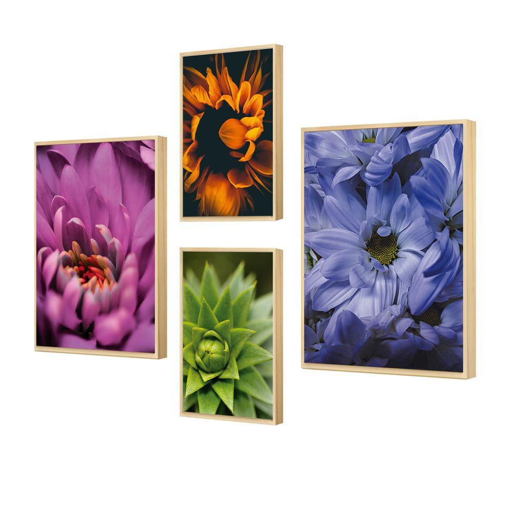 Kit 4 Quadros Com Foto Flores Paisagem Natureza Para Cozinha
