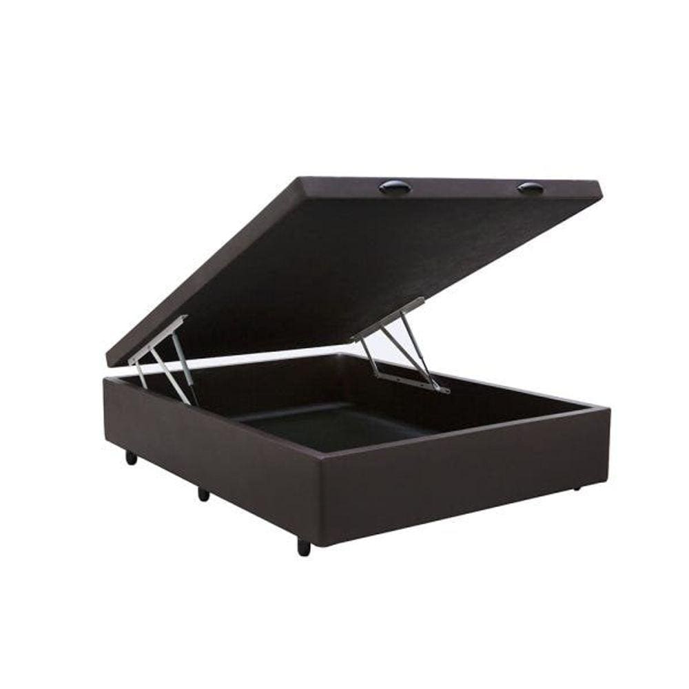 Base Box Baú Casal Sintético Marrom - 39x138x188