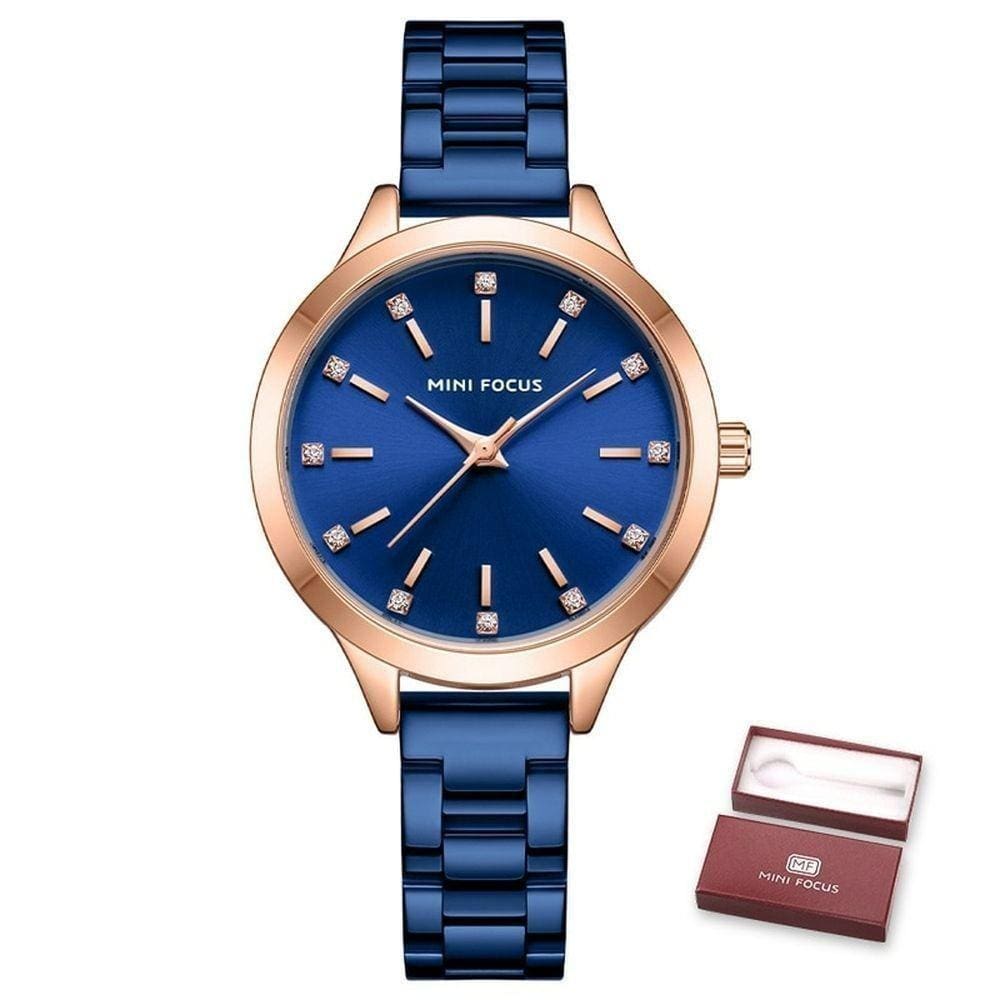 Relógio De Pulso Feminino Mini Focus Mf0367l à Prova D`água Azul