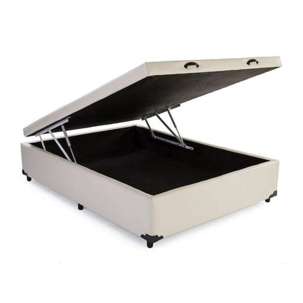 Cama Box Baú Casal Sintético Bege 39x138x188