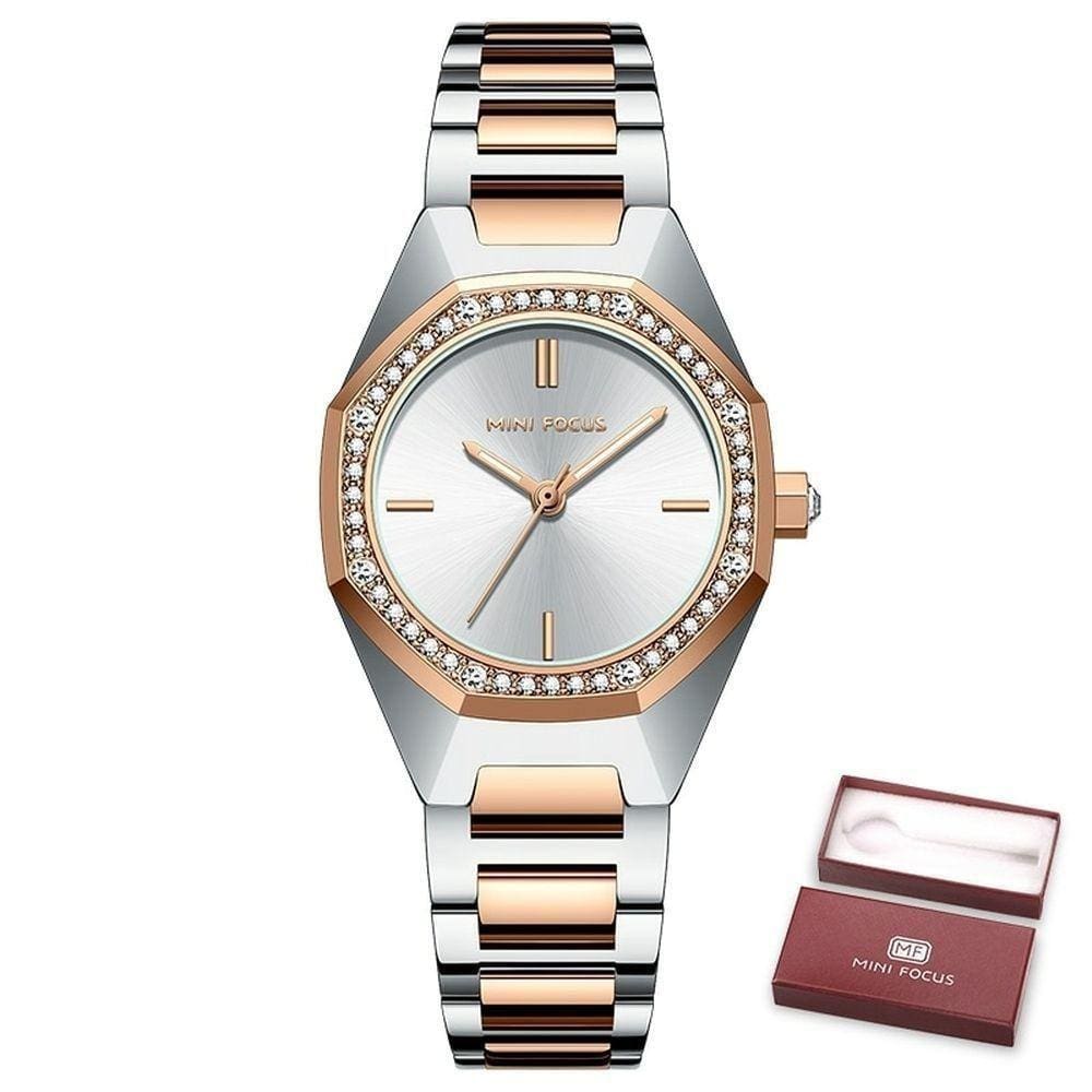 Relógio De Quartzo Feminino Mini Focus Mf0433l à Prova D`água Prata