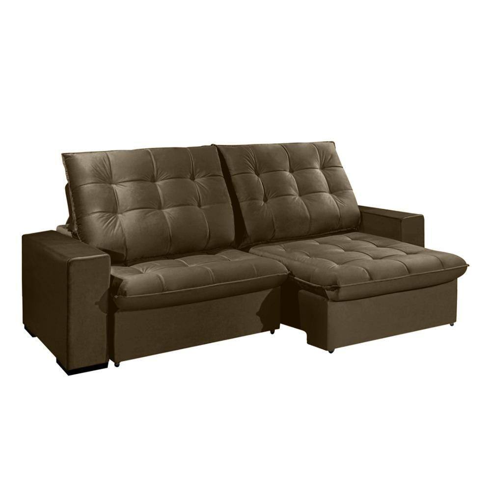 Sofá 4 Lugares Retrátil e Reclinável Brasil Suede 252cm Redenobre
