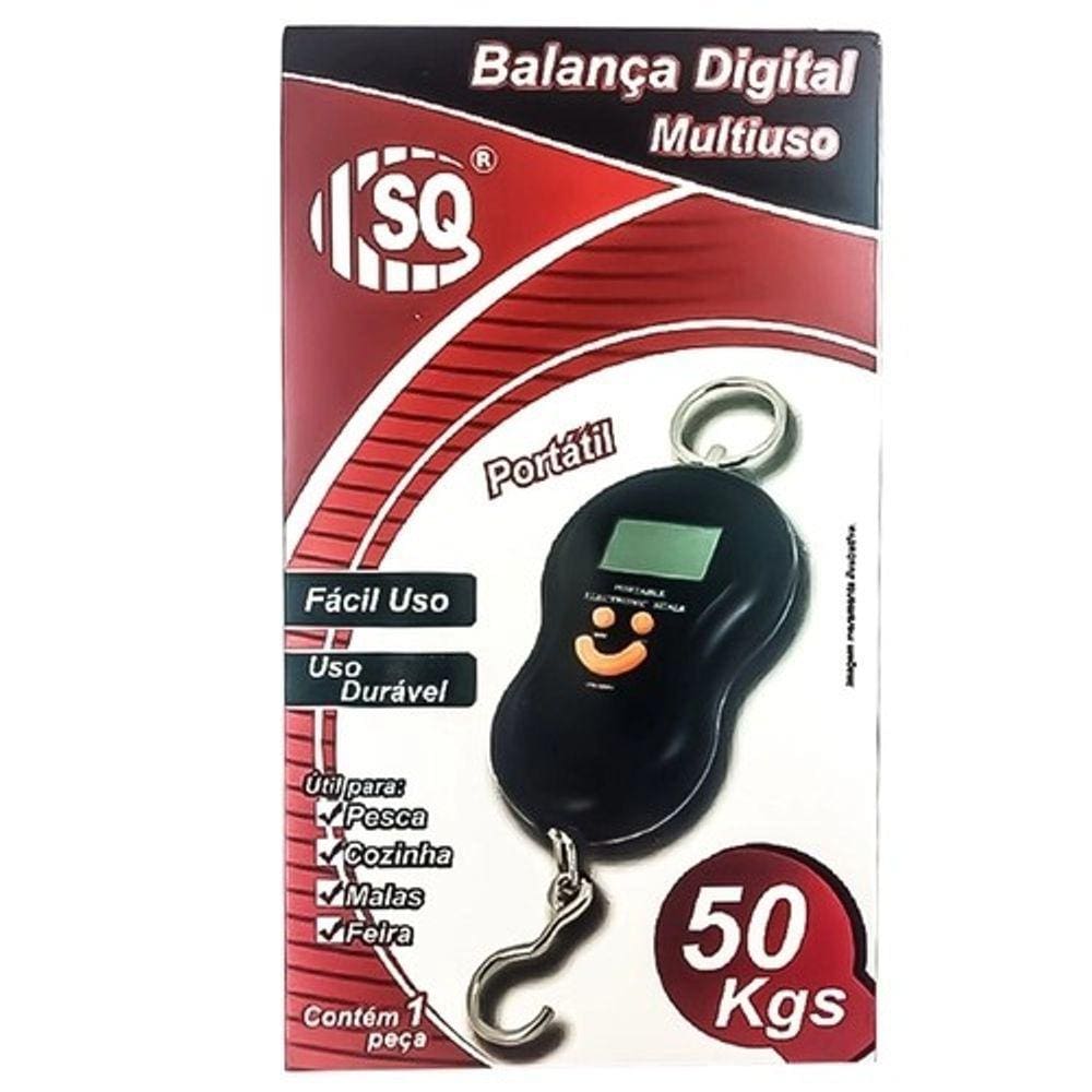 Balança Pesa Mala Preta Digital Portátil Eletrônica