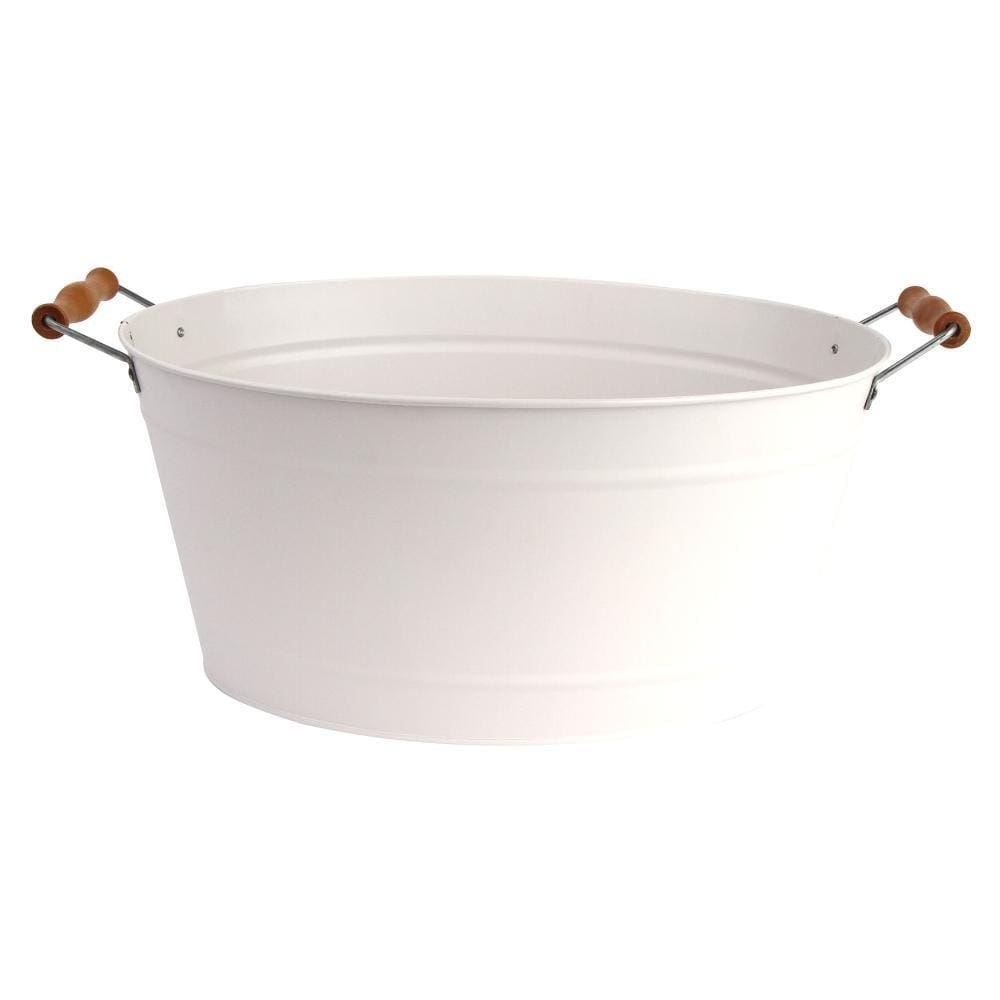 Balde Organizador Farmhouse Aço Galvanizado Branco 38,5cm - A\CASA