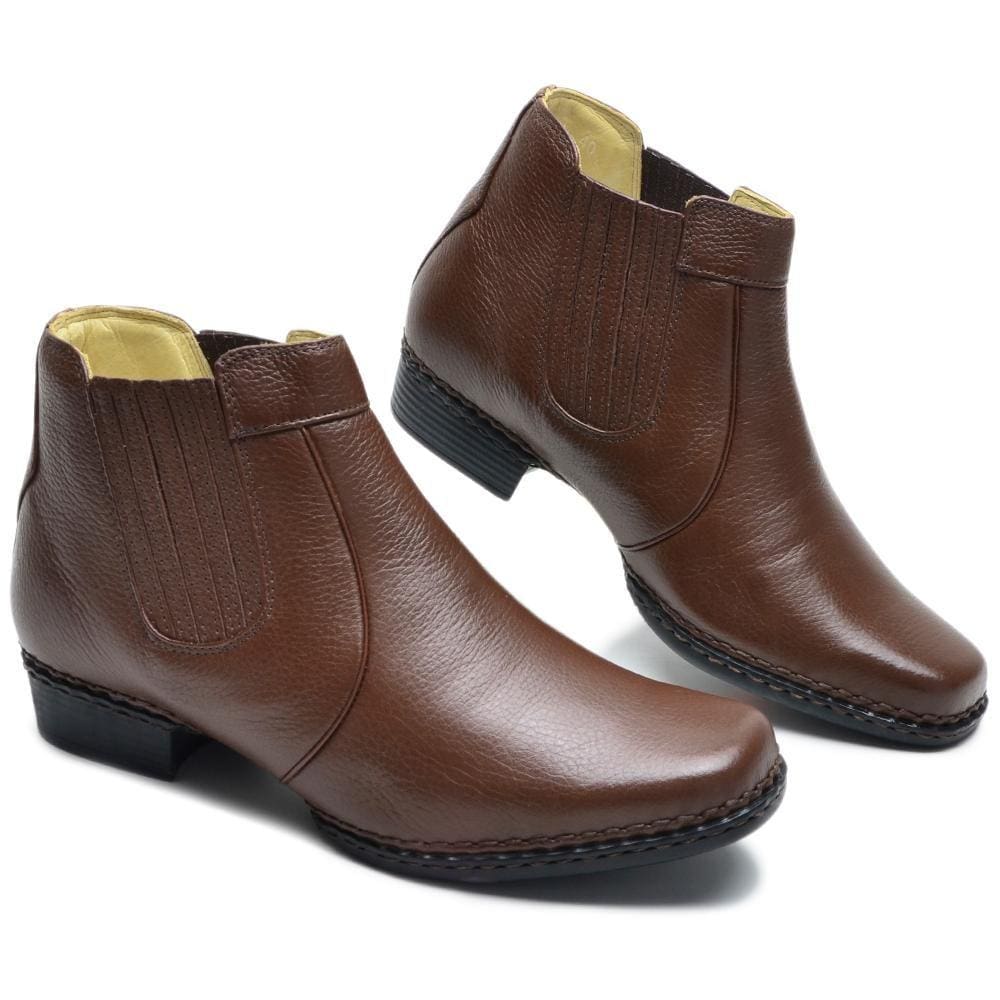 Botinha Masculina Bota Couro Cano Curto Costurada Lisa