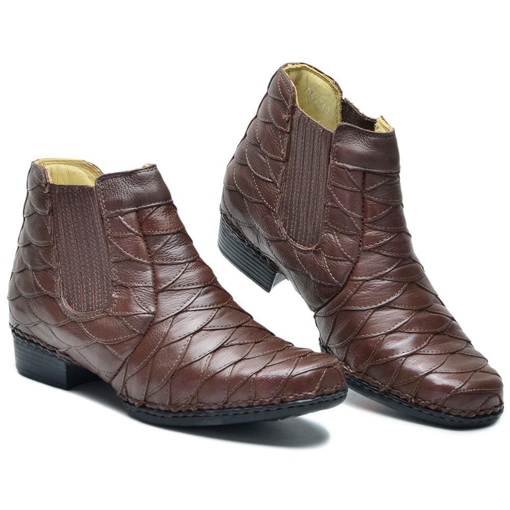 Bota Chelsea Masculina Botina Couro Escamada Confortável