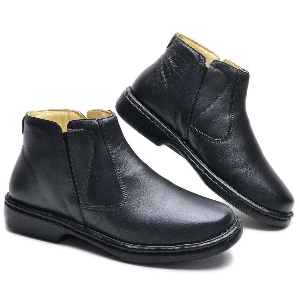 Botina Masculina Couro Bota Chelsea Cano Baixo Lisa