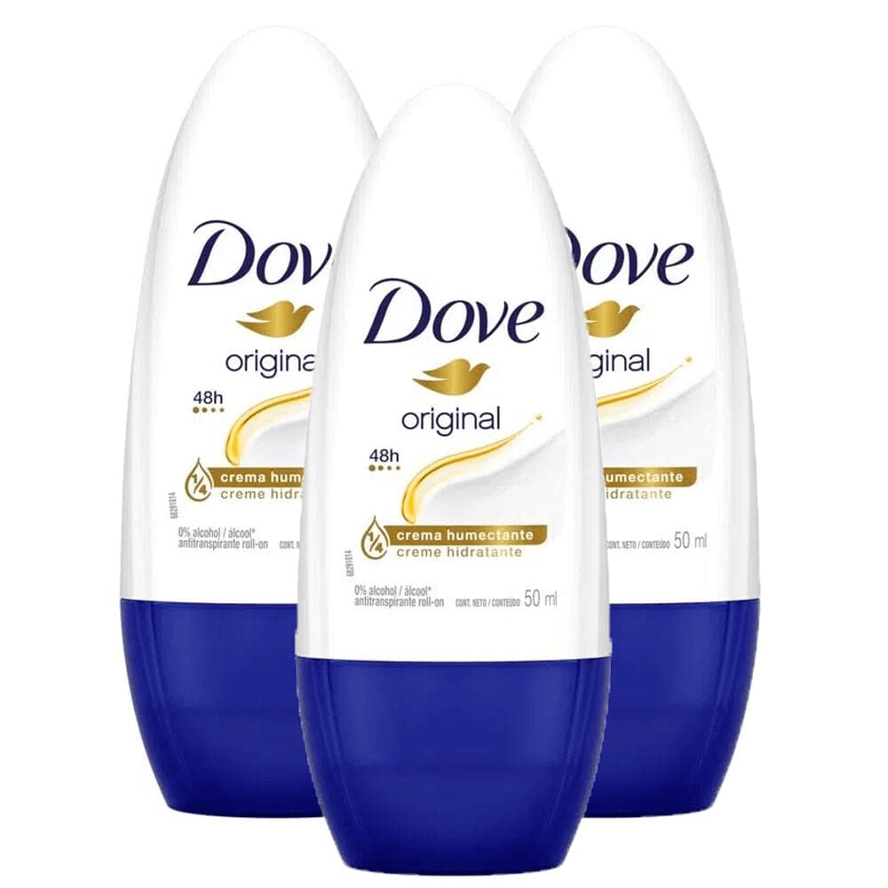 Kit Desodorante Antitranspirante Roll-On Dove 50ml - 3 unidades
