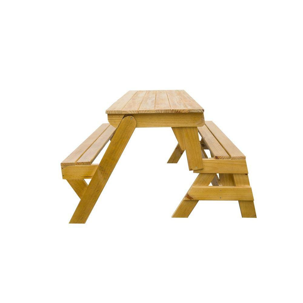 Banco que Vira Mesa 1,5m para Área Externa com Stain Imbuia