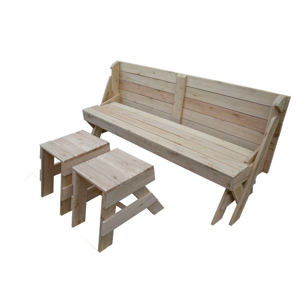 Banco que Vira Mesa 2m Eucalipto com Par de Banquetas