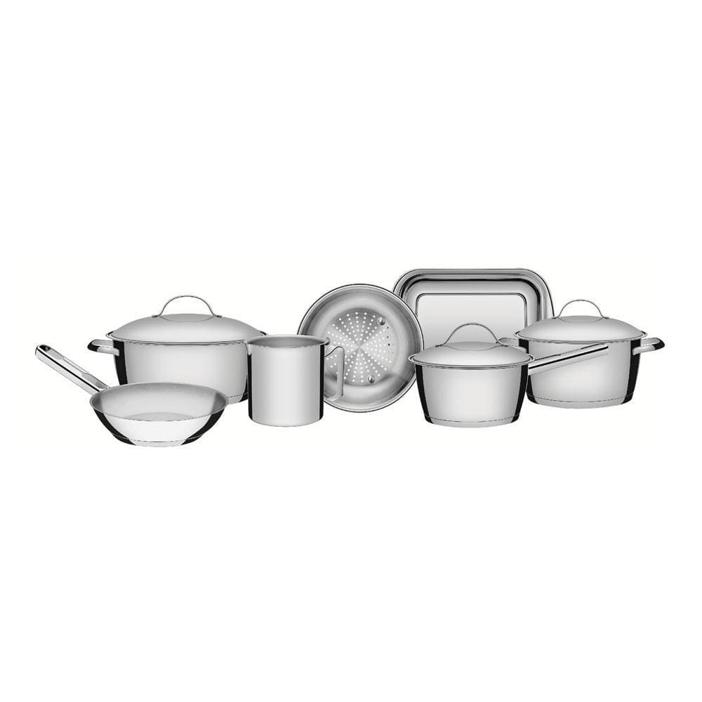 Jogo de Panelas Allegra Aço Inox Fundo Triplo Tampas de Inox 7 Peças - Tramontina 65650170