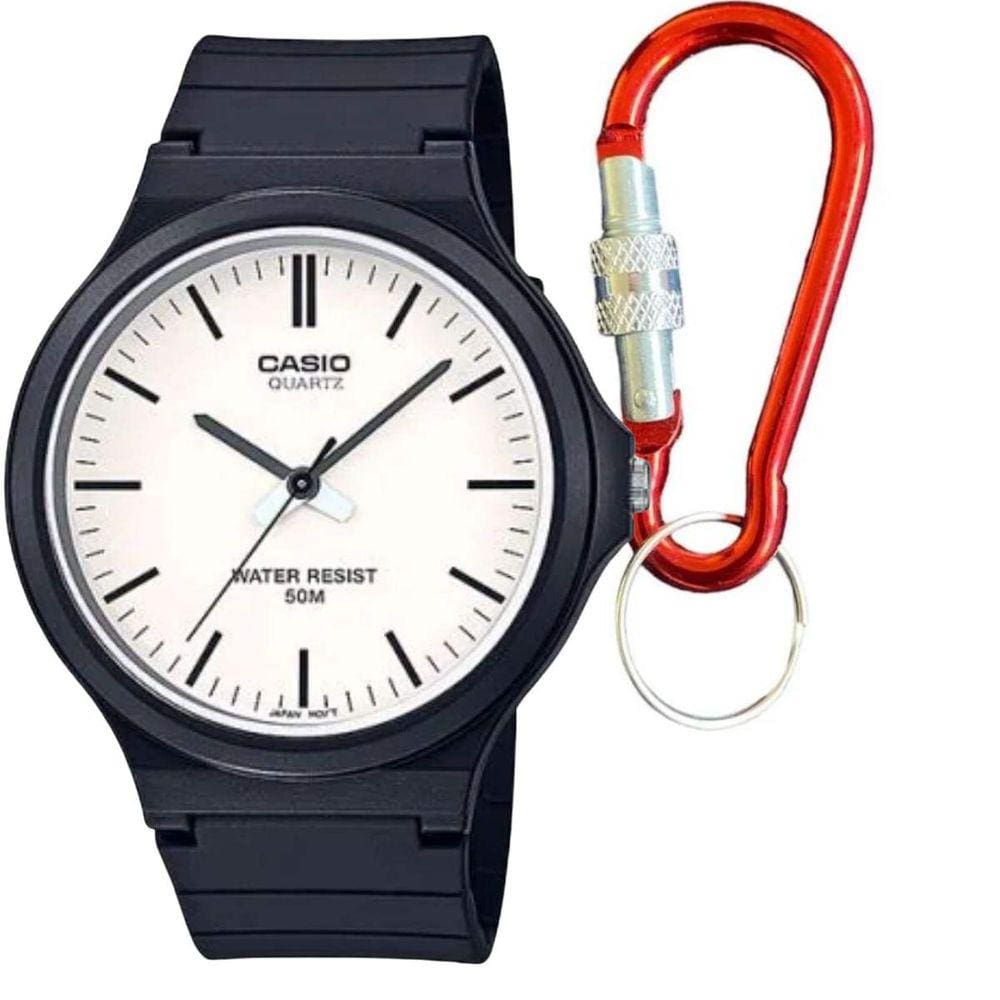Relógio de Pulso Casio Masculino Analógico Preto MW-240-7EVDF + Chaveiro