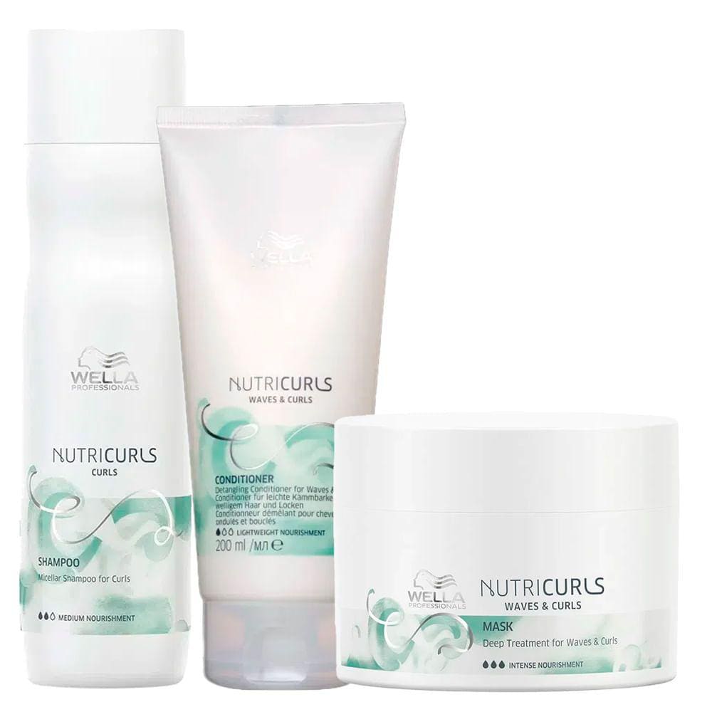 Kit Shampoo + Condicionador + Máscara Wella Professionals Nutricurls