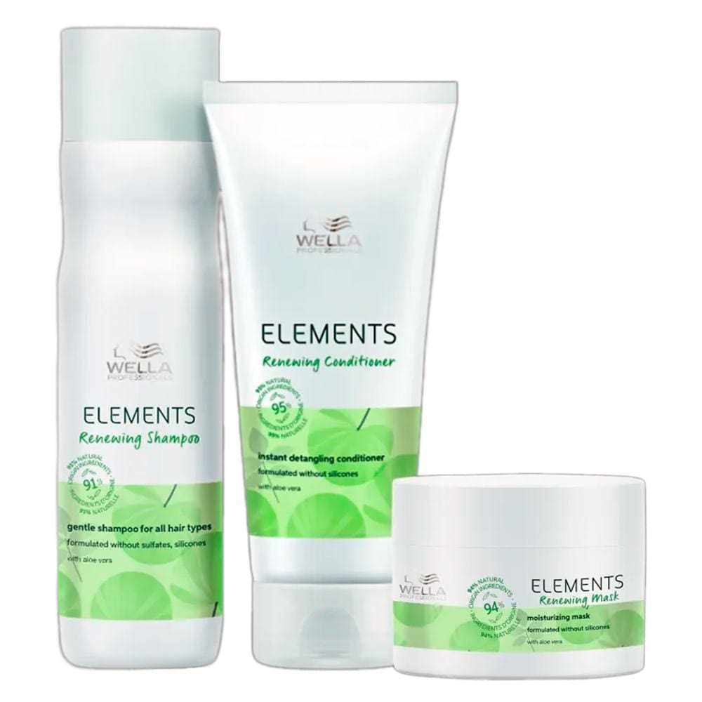 Kit Shampoo + Condicionador + Máscara Wella Professionals Elements Renewing