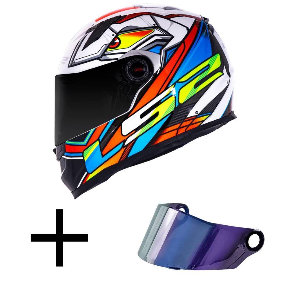 Capacete LS2 FF358 Xdron Laranja Mais Viseira Camaleão