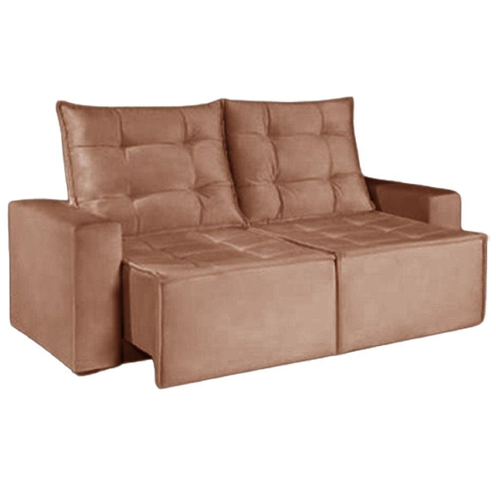 Sofá Macaé 3 Lugares Retrátil e Reclinável Tecido Suede 190cm União Cor Marrom