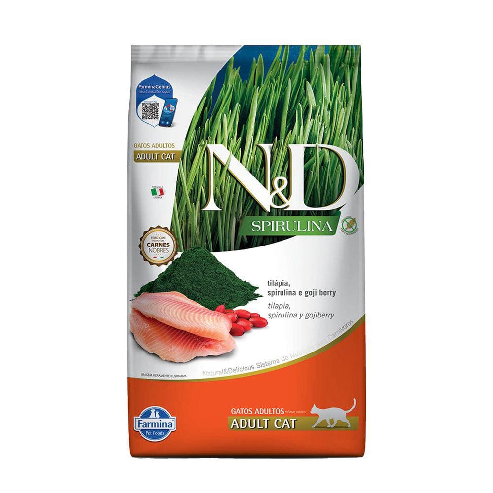 Ração N&D Spirulina para Gatos Adultos Tilapia 7kg