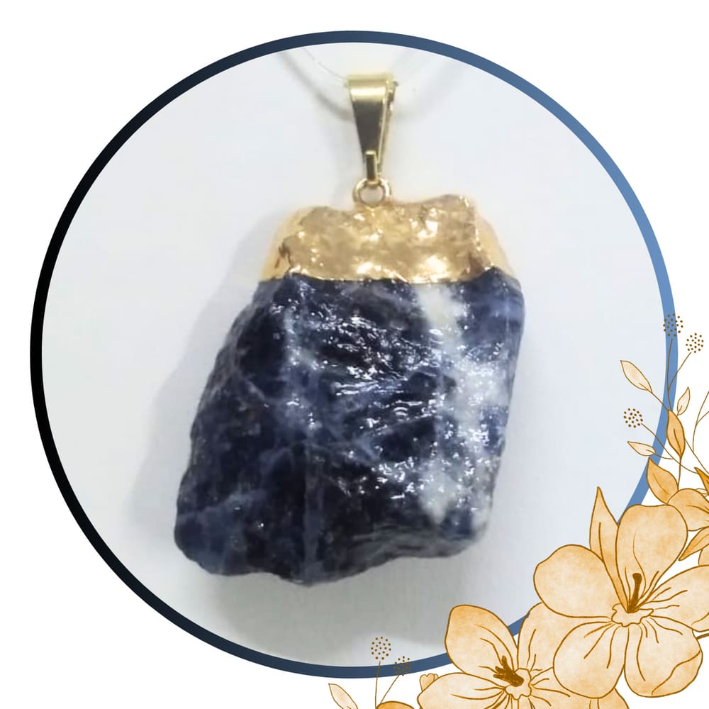 Pingente de Pedra Bruta Sodalita Banhado