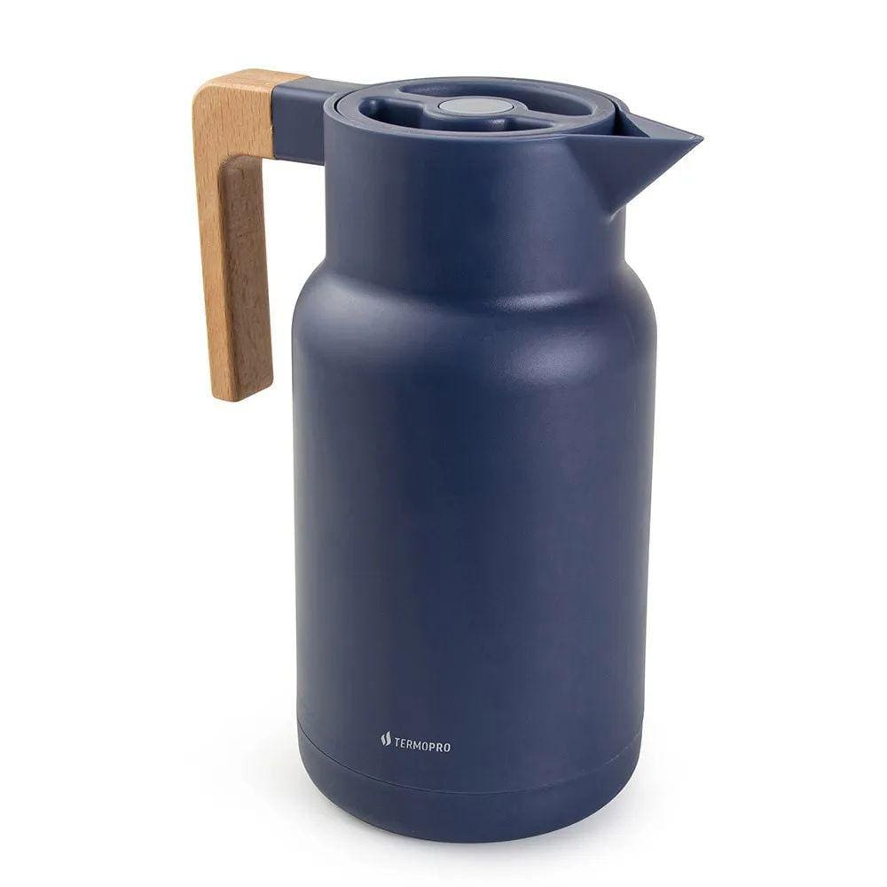 Garrafa Térmica Cabo Madeira Wood Fashion Azul 1L Termopro
