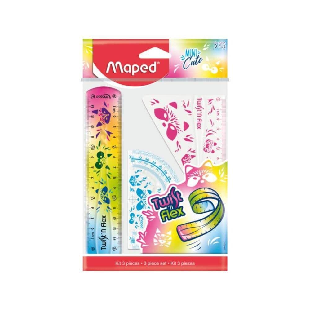 Kit 3 Réguas Pequenas Mini Cute Flexiveis Twist Flex Maped