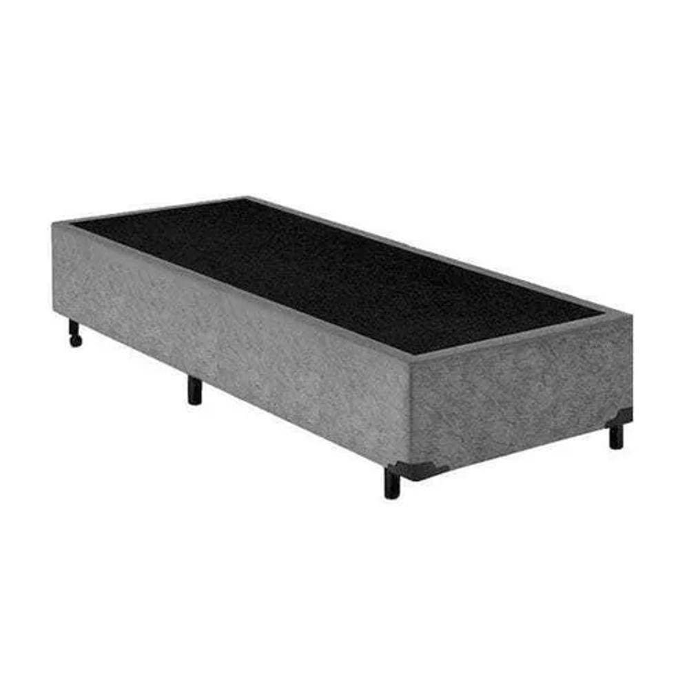 Base Cama Box Solteiro Cinza Suede(88x188x35)