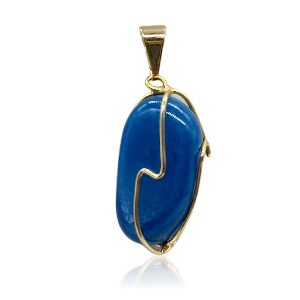 Pingente de Pedra Ágata Azul - Aramado