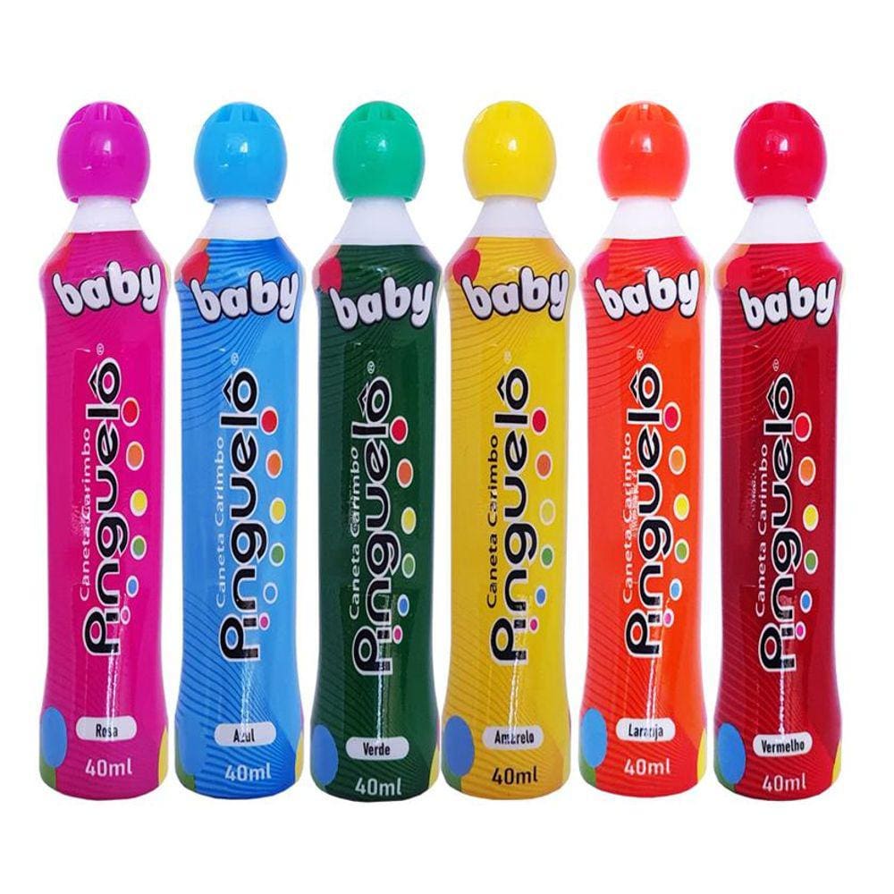 Kit 12 Caneta Carimbo Pinguelô Baby De 40ml - Diversas Cores
