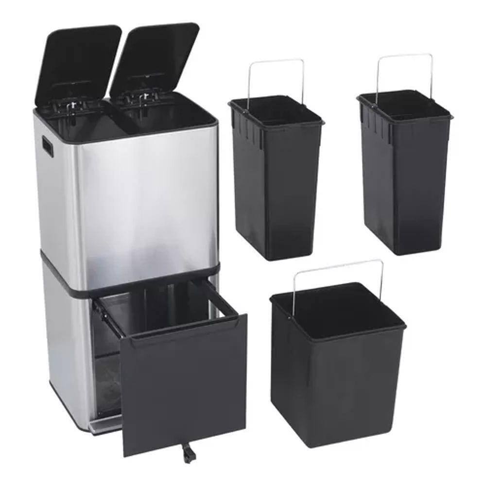 Lixeira Seletiva De Inox Delinea 3 Compartimentos, 50 Litros