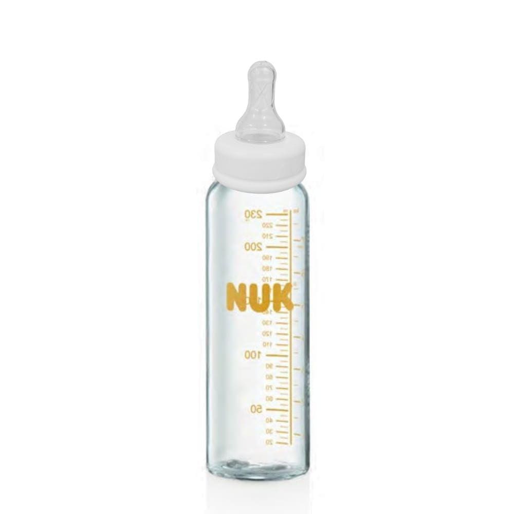 Mamadeira de Vidro 230ml-250ml com Bico Redondo em Silicone - NUK
