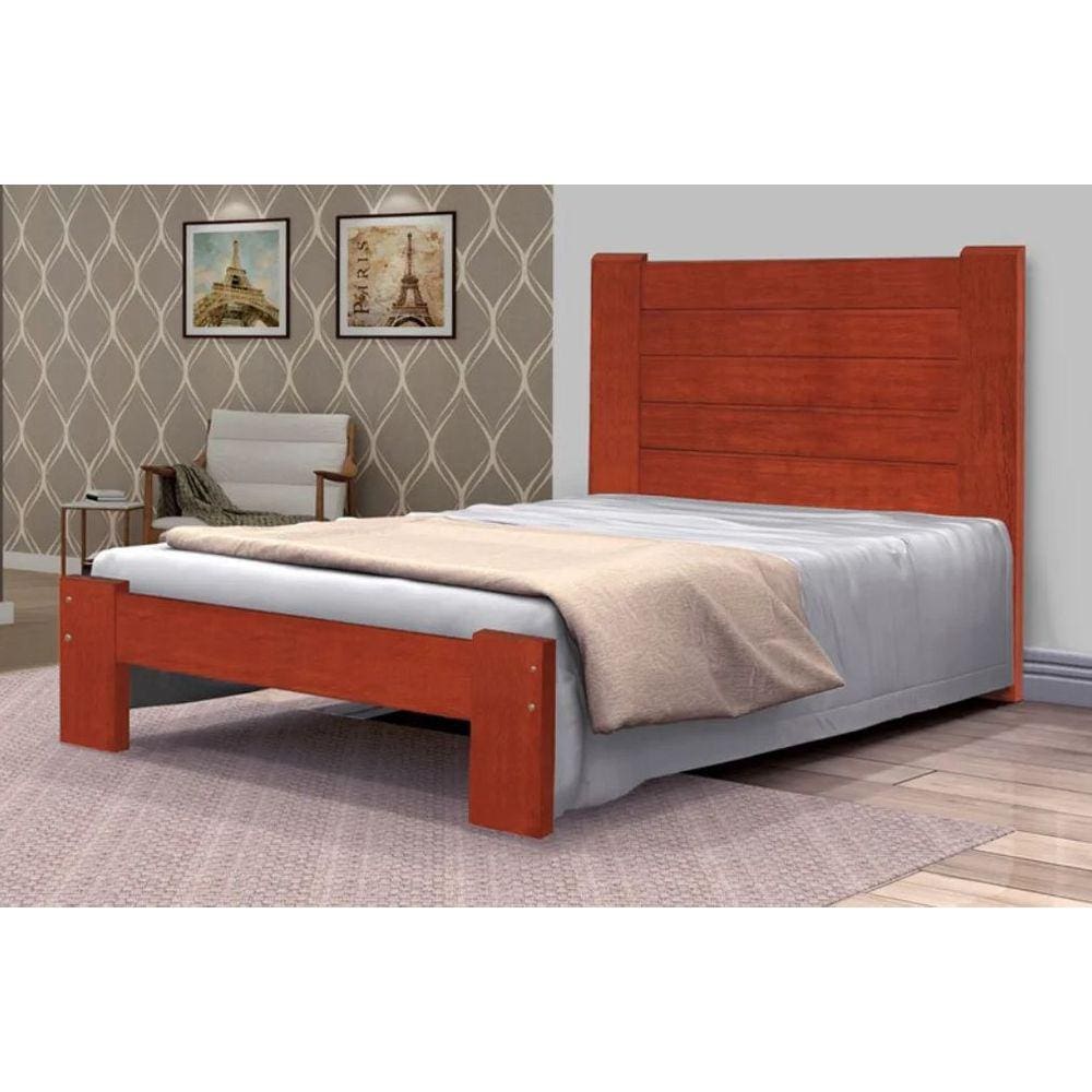 Cama de Solteiro Malbec de Madeira Maciça Angelim Pedra/Tauari