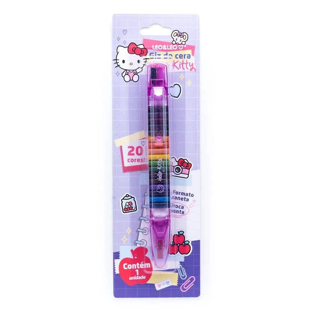 Giz de Cera Caneta Hello Kitty Blister 20 Cores Leo & Leo